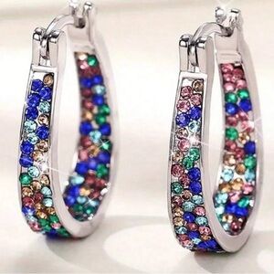 5/$25 Multicolor Crystal Hoop Earrings